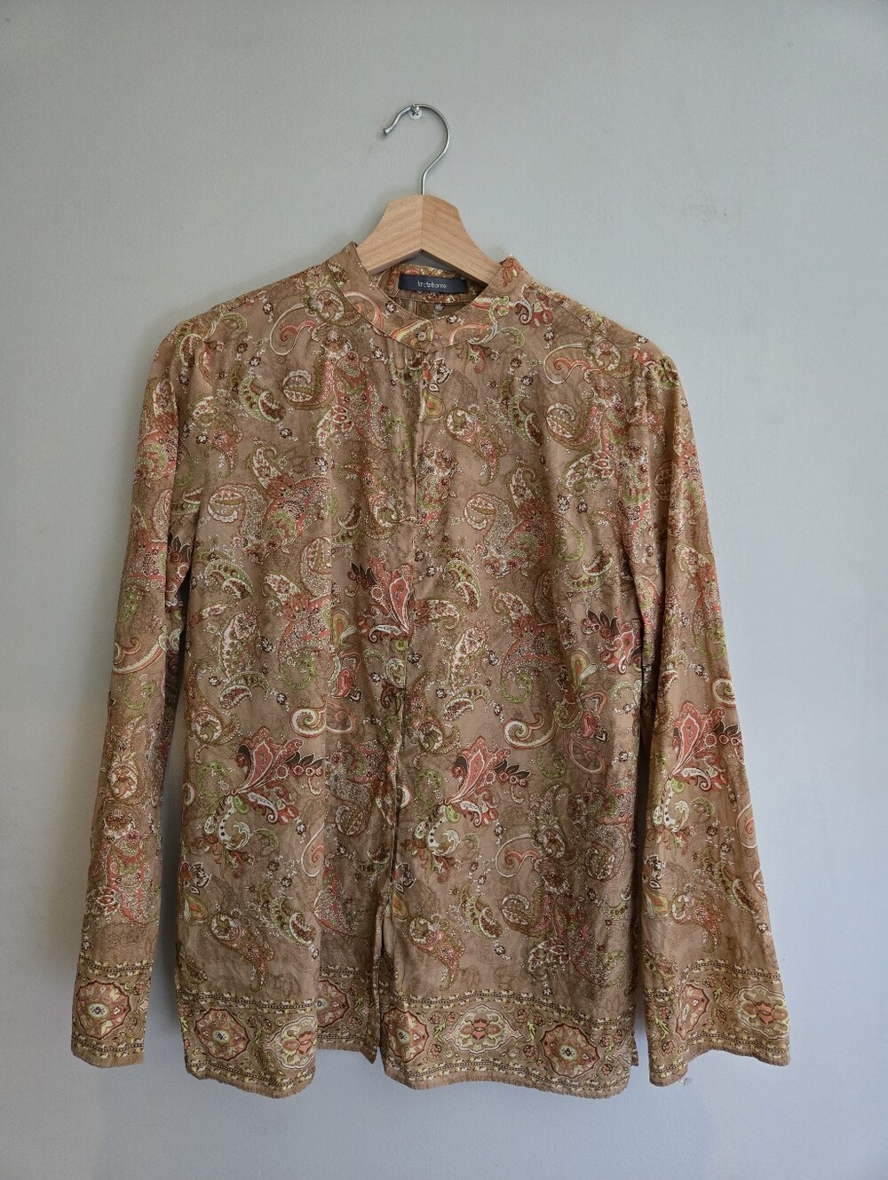 Liz Claiborne Silk Cotton Paisley Blouse M Boho Luxe Quiet Luxury Artisan Y2K